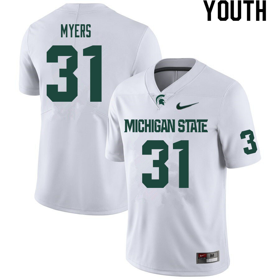 Youth #31 Kobe Myers Michigan State Spartans College Football Jerseys Sale-White